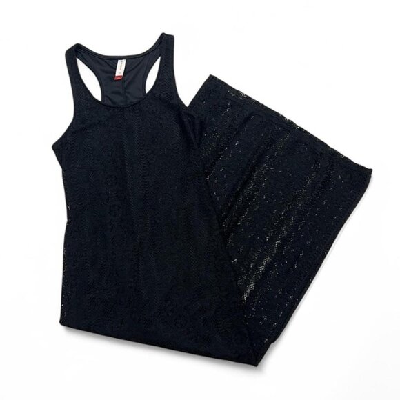 Y2K No Boundaries Black Lace Sheer Maxi Dress With Slits Boho Summer‎ Size M - Picture 1 of 4